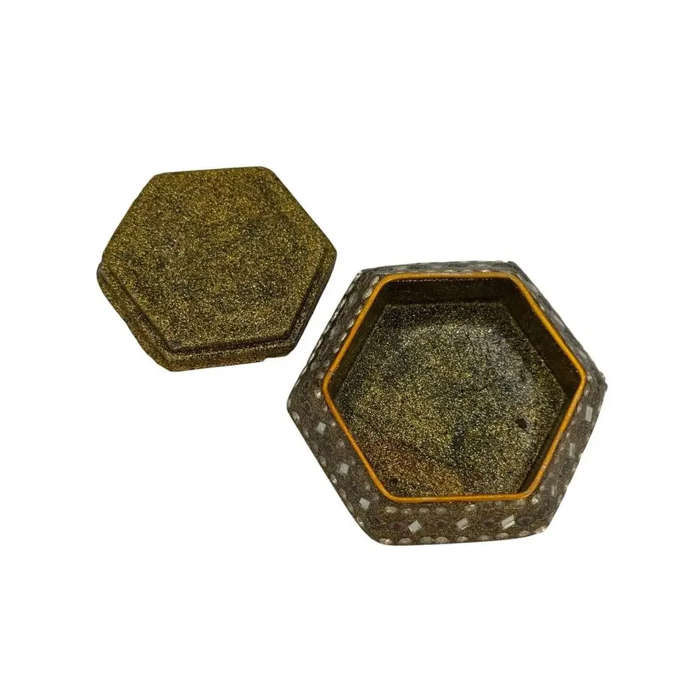 Vintage Embellished Hexagonal Jeweled Trinket Box